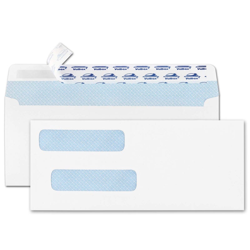 ValBox فال بوكس 200 عدداً #8 أظرف مزدوجة النافذة 3 5/8" × 8 11/16" قابلة للطي والإغلاق أظرف أمان مزدوجة النافذة - تصميم نمط تظليل الأمان للبريد الآمن في المنزل والمكتب - Image 1